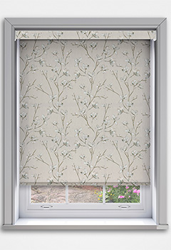 Memento Aurora Blockout with Cassette - The Memento Aurora Blockout Cassette Roller Blind is custom-made and showcases a stunning blue flower pattern against a light beige backdrop, adding elegance and charm to your room. Featuring a 70mm cassette fascia, it comes with fabric inserts as standard, or plain finishes in white, black, or anthracite. The plain off white backing blockout fabric provides exceptional light control and privacy. A fabric-wrapped bottom bar adds sophistication, while the optional Grip Fit bracket enables easy, tool-free recessed installation. A perfect blend of style and function!
