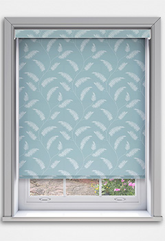 Sephora Azure Blockout with Cassette - The Sephora Azure Blockout Cassette Roller Blind brings natural elegance to your home with its nature-inspired design on a serene blue backdrop, creating a calming atmosphere. Custom-made for a perfect fit, it includes a 70mm cassette fascia with fabric inserts as standard or plain finishes in white, black, or anthracite. The blockout fabric provides superior light control and privacy, while the fabric-wrapped bottom bar adds a sleek finish. The optional no-drill Grip Fit bracket allows for easy, tool-free recessed installation, blending style and functionality.
