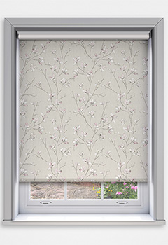 Memento Dawn Blockout - The Memento Dawn Blockout Roller Blind features a delicate pink floral design on light beige backdrop, bringing a touch of elegance to any space. Crafted with plain off white backing blockout fabric, it offers excellent light reduction and privacy, making it ideal for bedrooms, living rooms, or home offices. Custom-made for a flawless fit, this blind combines style with functionality. Easy to install and child-safe, it is available with a sturdy sidewinder chain or an optional spring tension mechanism with decorative pulls.
