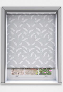Sephora Steel Blockout - The Sephora Steel Blockout Roller Blind features a graceful leaf pattern on a light grey backdrop, exuding understated elegance. Ideal for bedrooms or media rooms, it offers excellent light reduction and privacy, creating a calm and relaxing atmosphere. Made with blockout fabric, it&rsquo;s designed for maximum functionality and style. Custom-made for a perfect fit, this blind is easy to install and child-safe, available with a sturdy sidewinder chain or an optional spring tension mechanism with decorative pulls.
