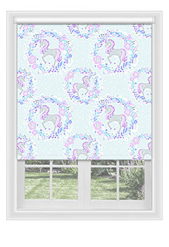 Unicorn Lilac - Unicorns in lilac, pink & grey, this blackout blind will definitely bring a magical feel to any kid’s room. Available with a white plastic or chrome metal chain.
