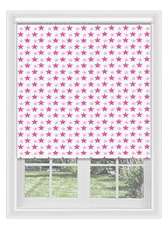 Washington Hot Pink - This star patterned blackout blind in hot pink & lilac on a white background, this will add a final touch to your child’s room or playroom.
