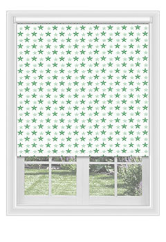 Washington Mint Green - Patterned blackout blind with big & little stars in mint green, this fun loving blind will put a smile on everyone&rsquo;s faces. Available with a white plastic or chrome metal chain.
