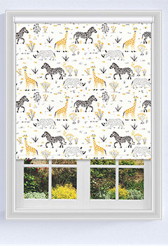 In The Jungle Multi - Introducing our In The Jungle Multi roller blind for children! This fun and vibrant print is perfect for animal-loving kids, and is made from quality block-out fabric that's suitable for moist conditions. Plus, it's wipeable so it can easily be cleaned when messes inevitably happen. Our custom blinds are available up to 194cm width and 300cm drop, so there's plenty of room to cover any window. Order yours today!