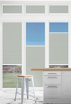 Hudson Platinum Cellular Dimout - Presenting our custom-made metallic grey cellular dimout fabric, designed for a flawless fit in any frame. Ideal for bi-fold doors and upvc windows, our framed blinds effectively reduce light gaps while offering the convenience of a no-drill installation. Enhance privacy and insulation in your room with ease.
