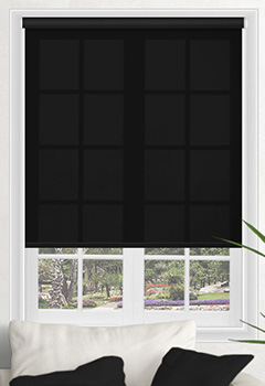 Sale Noir - Plain roller blind fabric in a shade of dark black. The fabric will provide privacy whilst also allowing a gentle flow of light filtration into the room.