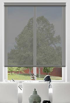Voile Dark Grey - Soft dark grey voile roller blind that allows diffused light into the room, reducing glare and offering privacy.   Refined, elegant, and versatile window shade ideal for most interior design schemes.