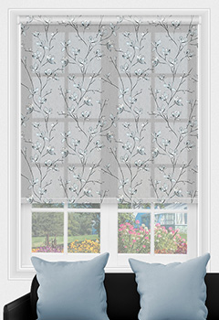 Memento Aurora - The Custom made Memento Aurora Printed Dim Out Roller Blind is perfect for anyone looking for a stylish and functional window treatment. The beautiful blue flower pattern is offset by the soft grey fabric, giving your window a modern and elegant look. Plus, the dim out feature ensures that you won't have to sacrifice natural light for privacy.