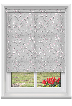 Memento Dawn - With its delicate pink floral pattern and soft grey fabric, the Memento Dawn Printed Dim Out Roller Blind is perfect for injecting a touch of elegance into any room. The shantung weave printed fabric ensures that you wont have to sacrifice natural light for privacy. While stylish and functional, its also child safe!
