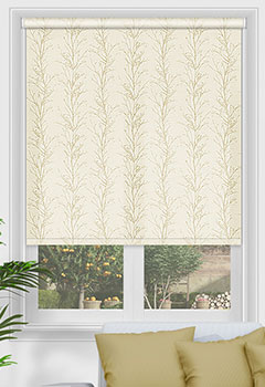 Treviso Ecru - Roller blind with a stunning tree pattern design in cream & beige, this shimmer textured fabric will create sophistication throughout your home. Available with a nickel or white plastic chain.