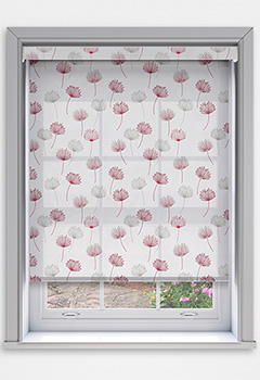 Calista Lust Dimout with Cassette - The Calista Lust Dimout Cassette Roller Blind adds a bold and contemporary touch to your space with its striking dandelion pattern in chilly red and taupe. Custom-made for a perfect fit, it includes a 70mm cassette fascia with a fabric insert as standard, delivering a cohesive and stylish finish. For added versatility, plain cassette options are available in white, black, or anthracite. The fabric-wrapped bottom bar enhances the design with a polished look, while the optional Grip Fit bracket allows for easy, no-drill recess installation

