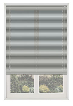 Gloss Grey - A soft grey venetian in a gloss finish, available in a 15mm or  25mm slat width.
