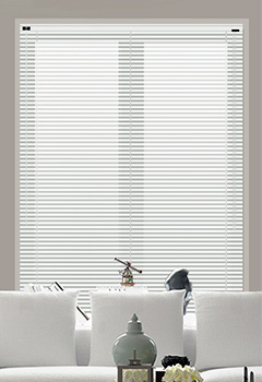 Gloss Shine White - A bright gloss white blind that not only looks cool but will brighten up your window to. This aluminium venetian blind is made to your exact measurements and is available in 25mm slat size only.
