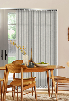Alessi Snow - White semi translucent fabric with a subtle texture of contemporary tones. Alessi Snow is a made to measure vertical blind available in an 89mm slat size.