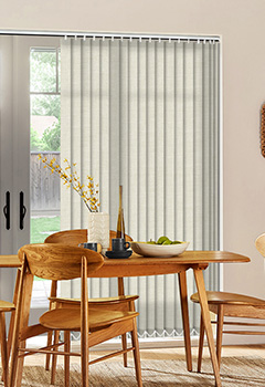 Bexley Cotton - Neutral cotton cream fabric  with subtle textured tones custom made to suit your style & interior. Bexley Cotton vertical blind made with 89mm louvres designed from the Fabric Box Collection. 
