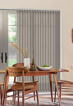 Henlow Dusk - Bring style to your windows with this light Brown vertical blind which has an inventive weave with a soft two tone colour combination that will compliment any decor. Available in an 89mm slat width only.
