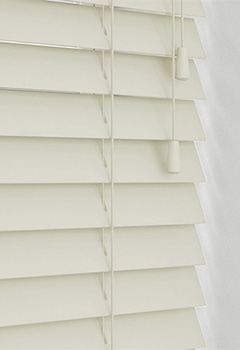 Chalk White Basswood - Available in 35 & 50mm slat widths, this high quality made to measure basswood blind in a clean white is supplied with colour co-ordinated ladder cords, wooden toggles, matching valance and stained slat ends as a standard finish.
