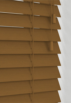 Maple Glow Basswood - Made to measure & manufactured from high quality sustainable basswood, this stained soft maple brown wooden blind is available in 35mm and 50mm slat width and the choice of cord or decorative tapes.
