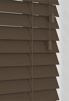 Twine Basswood - Supplied with matching valance and stained slat ends, this made to measure marl grey washed basswood blind with visible grain is available in a 35mm or 50mm slat width.
