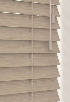 Sunwood Nordic - The Perfect Grain Collection presents natural originality. This made to measure Wooden venetian blind in a light tan colour comes with a contemporary wood grain running through the slats. This warm coloured blind is available in a 50mm slat width only.
