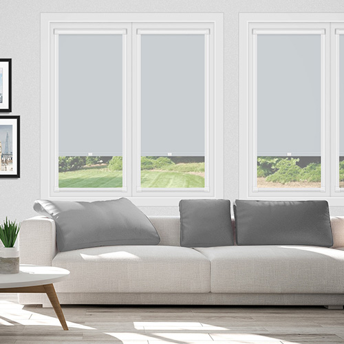 Polaris Ice Grey in a Frame Lifestyle Blackout blinds