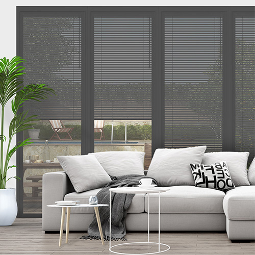 Charcoal Gloss Grey No Drill 25mm Venetian Lifestyle Conservatory Blinds
