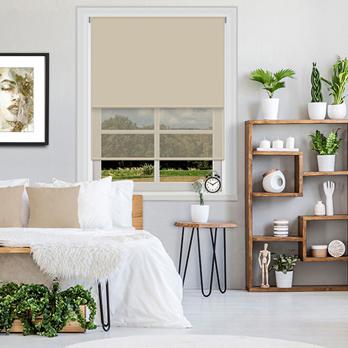 Double Roller Bella Beige & Cream Voile Lifestyle New Blinds