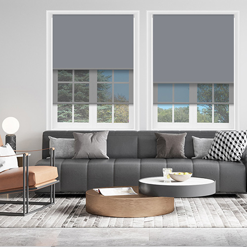 Double Roller Bella Bullet & Dark Grey Voile Lifestyle New Blinds