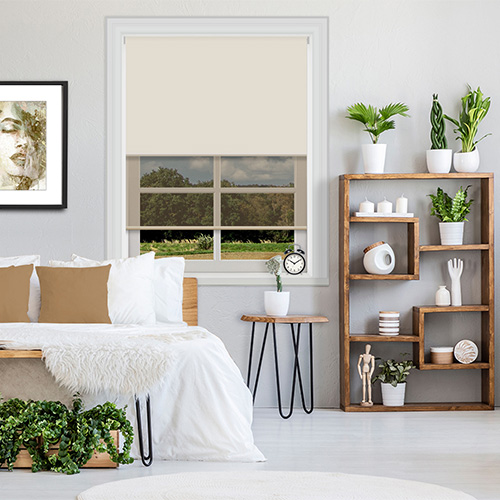 Double Roller Bella Butter & Cream Voile Lifestyle New Blinds