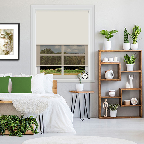 Double Roller Bella Dove & Cream Voile Lifestyle New Blinds