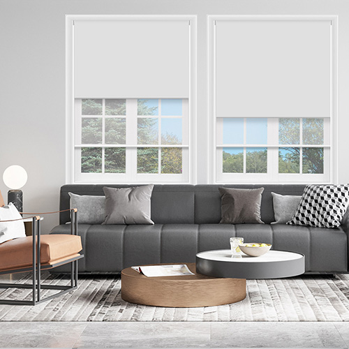 Double Roller Bella Frost White & Cotton Voile Lifestyle New Blinds