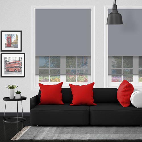 Double Roller Bella Gable & Dark Grey Voile Lifestyle New Blinds