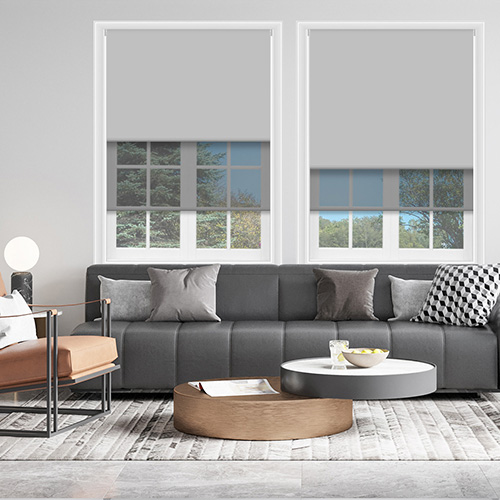 Double Roller Bella Grey & Dark Grey Voile Lifestyle New Blinds