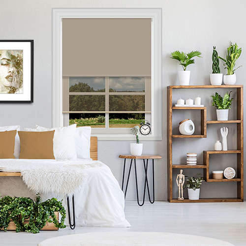 Double Roller Bella Hessian & Cream Voile Lifestyle New Blinds