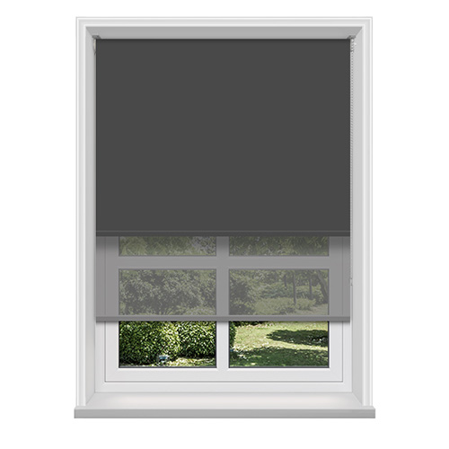 Double Roller Bella Mono & Dark Grey Voile Lifestyle New Blinds