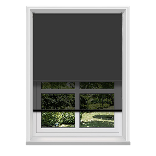 Double Roller Bella Noir & Charcoal Noir Voile Lifestyle New Blinds