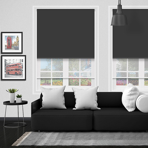 Double Roller Bella Noir & Cotton Voile Lifestyle New Blinds