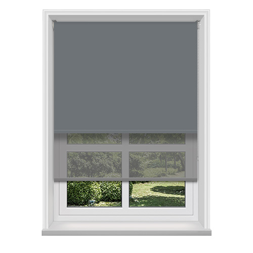 Double Roller Bella Rock & Dark Grey Voile Lifestyle New Blinds