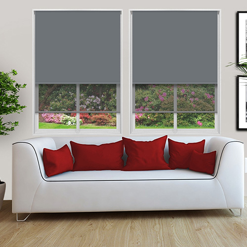 Double Roller Bella Rock & Dark Grey Voile Lifestyle New Blinds