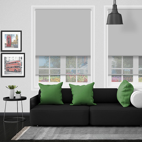 Double Roller Bella Whisper & Light Grey Voile Lifestyle New Blinds