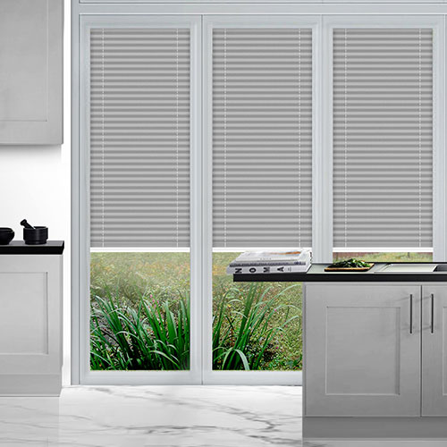 Duopleat Blackout Light Grey Lifestyle Perfect Fit Pleated Blinds