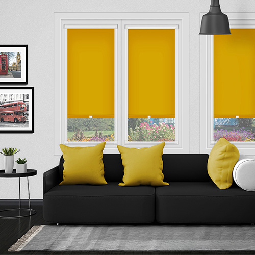 Polaris Mustard Yellow PF Dimout Lifestyle Perfect Fit Roller Blinds