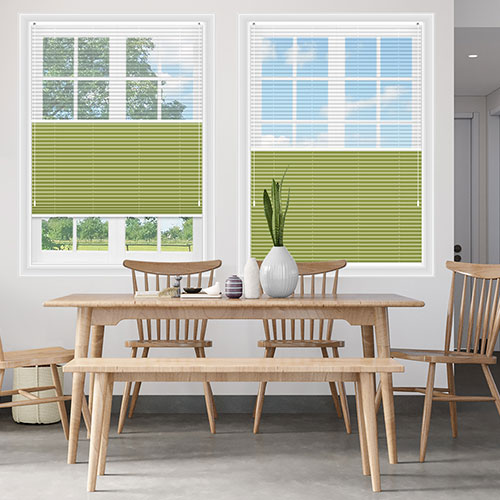 Voile Snow & Blenheim Lime Blockout Lifestyle Pleated blinds