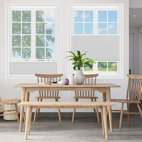 Voile Snow & Blenheim Snowdrop Blockout Lifestyle Pleated blinds