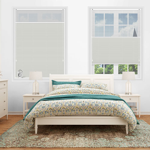 Voile Snow & Blenheim White Mist Blockout Lifestyle Pleated blinds