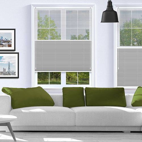 Voile Snow & Soho Frosted Steel Blockout Lifestyle Pleated blinds