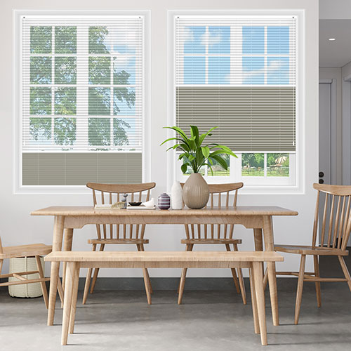 Voile Snow & Tribeca Stone Blockout Lifestyle Pleated blinds