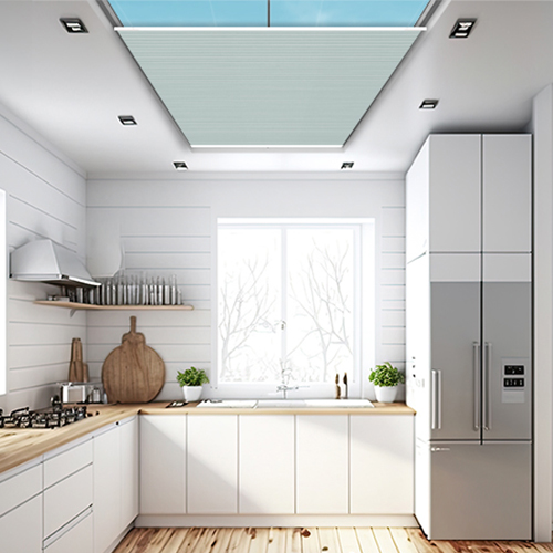 Blackout Elan Cameo Blue Duette Lifestyle Roof Blinds
