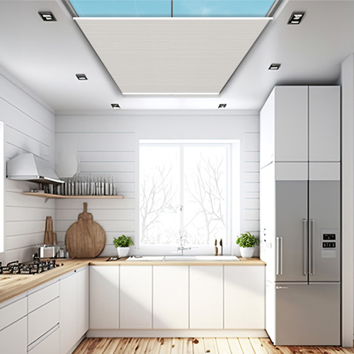 Blackout Elan Dove Grey Duette Lifestyle Roof Blinds
