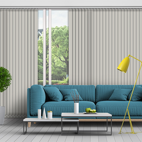Polaris Greige 89mm Dimout Lifestyle Vertical blinds